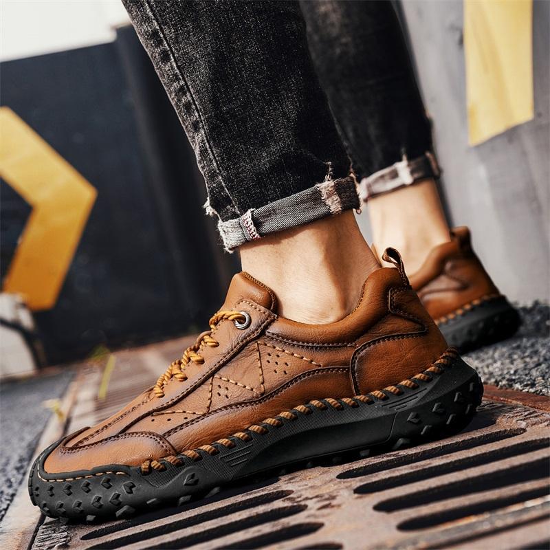 Pánské outdoorové ležérní kožené boty retro styl pánské tenisky dospělé protiskluzové ležérní pouštní turistická obuv trekingové boty trenéři