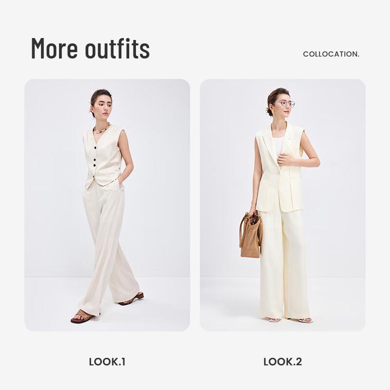 Navigare Women's Old Money Style Linen Wide-Leg Trousers