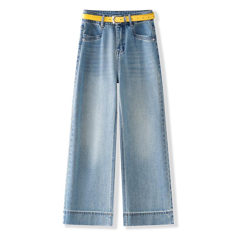 

Women s Blue High-Waisted Wide-Leg Slimming Jeans - 2025 Spring Collection S