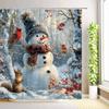 Weihnachts-Schneemann Eichhörnchen Duschvorhang Roter Vogel Winter-Schneeflockenwald Schnee-Landschaft Zeder Rentier Weihnachten Haus Badezimmer Dekoration