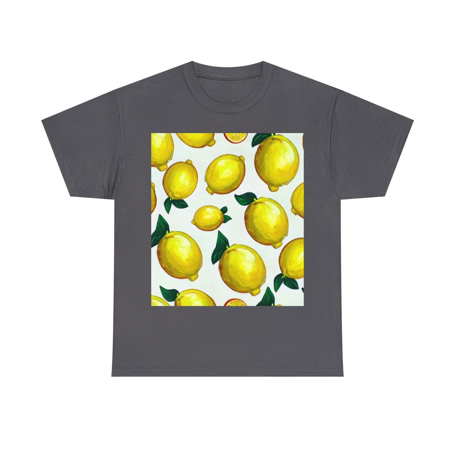 Lemon Print Tee, Unisex Heavy Cotton T-Shirt 140