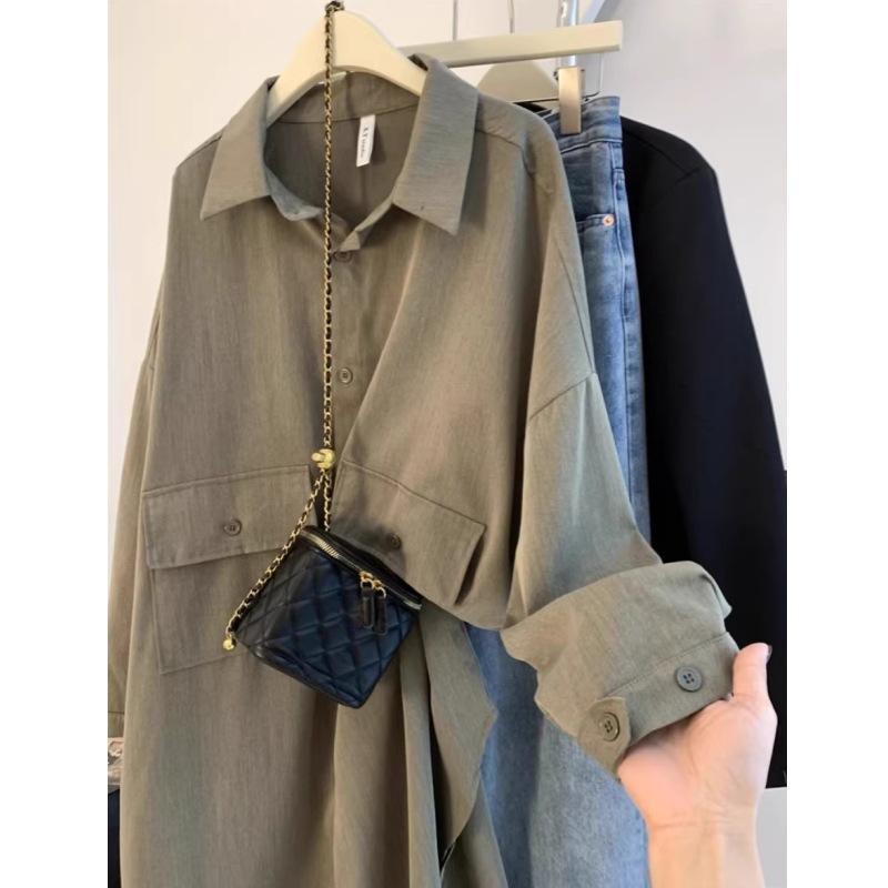 Loose Long Sleeve Pure Color Women's Shirt Jacket Summer Comfortable Casual Loose Fit Sun Protection Windbreaker Coat