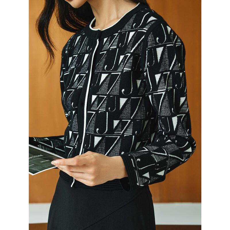 JUZUI Women's Vintage Floral Jacquard Wool Cardigan