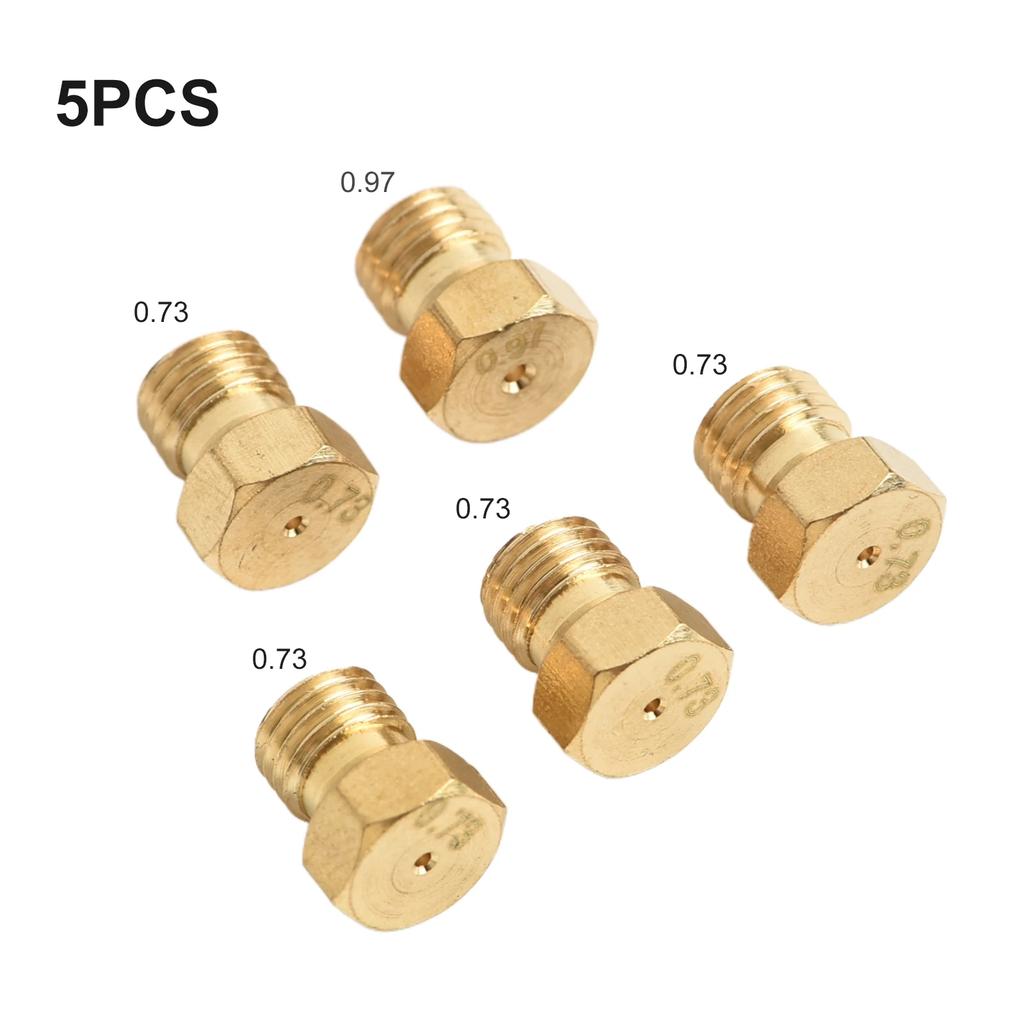 5PCS Gas Injectors Burner Gas Conversion Kit 0.73, 0.73, 0.73, 0.73, 0.97 Nozzle Sizes 0.73, 0.97 Compatible With Most Cooktops