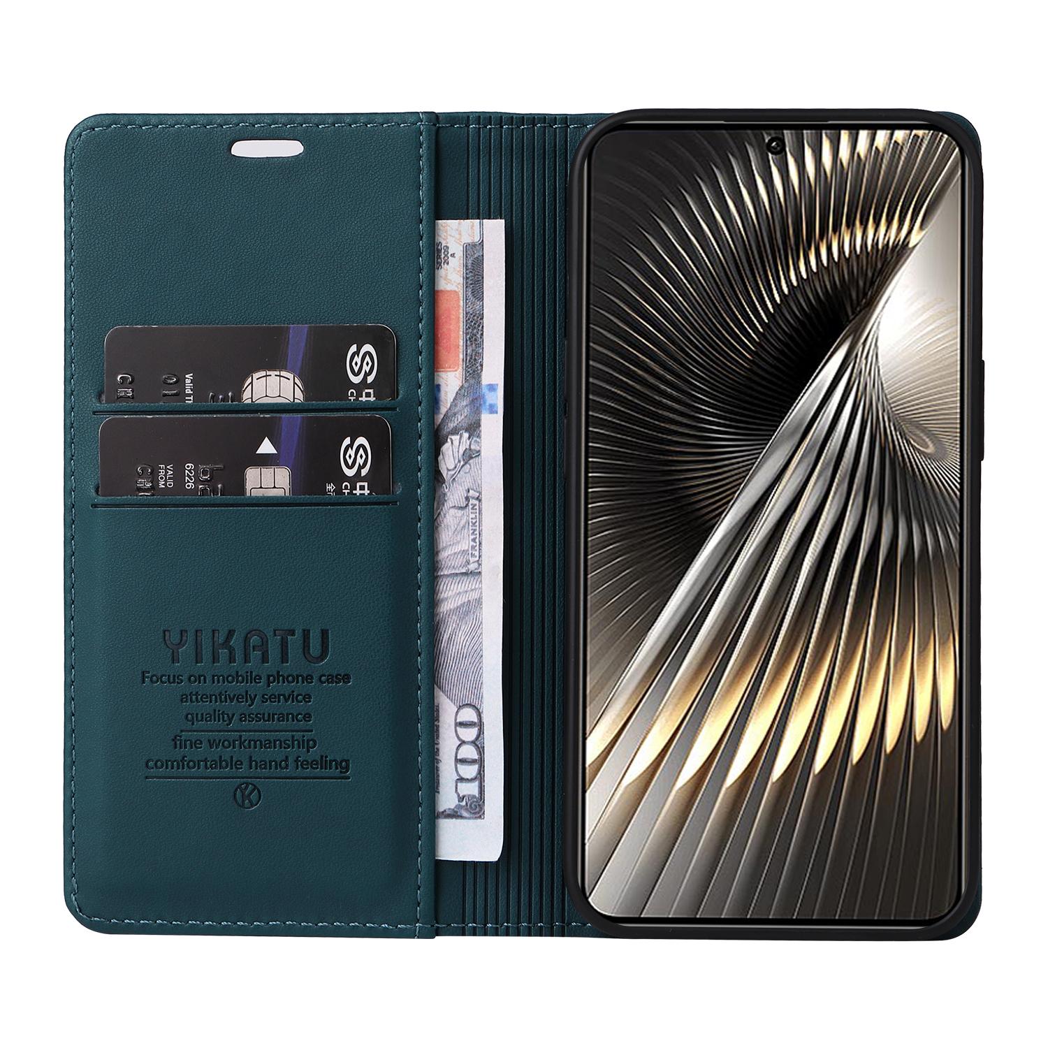 

YIKATU YK-001 For Xiaomi Redmi Turbo 3 5G/Poco F6 5G Case PU Leather Wallet Folio Phone Cover Green