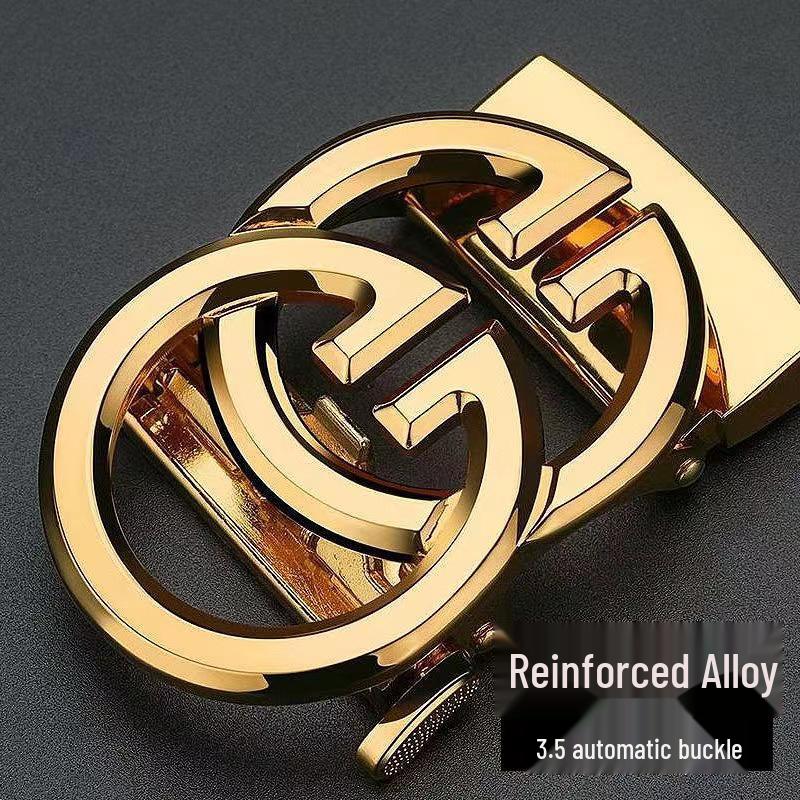 Cintura da uomo in pelle goffrata con fibbia in lega di alta qualità - Casual ed elegante