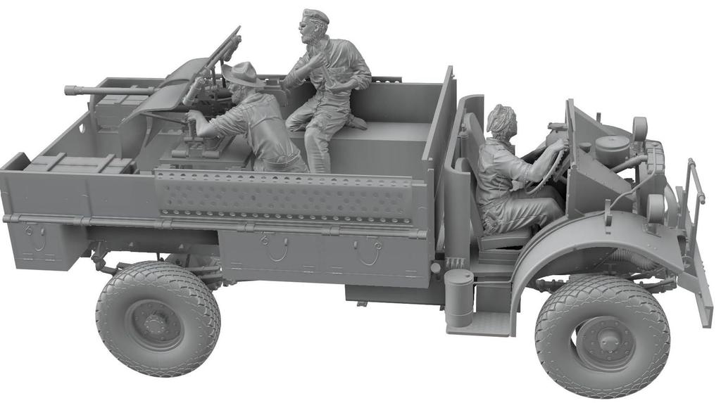 Thunder Model 1/35 British Long Range Desert Group (LRDG) 37mm Onboard Shooting Scene Vol. 5 Resin Kit (3 Figures) TBF3506 (Human)