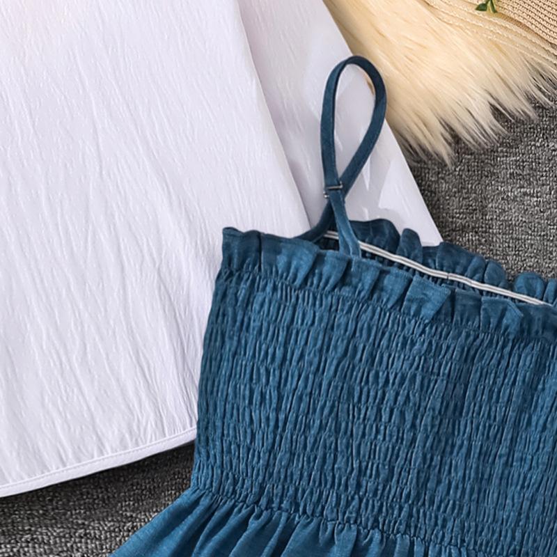 2-12Y Girls' Set Spring New Arrival Sweet Spaghetti Strap Dress + Long Sleeve Jacket Set