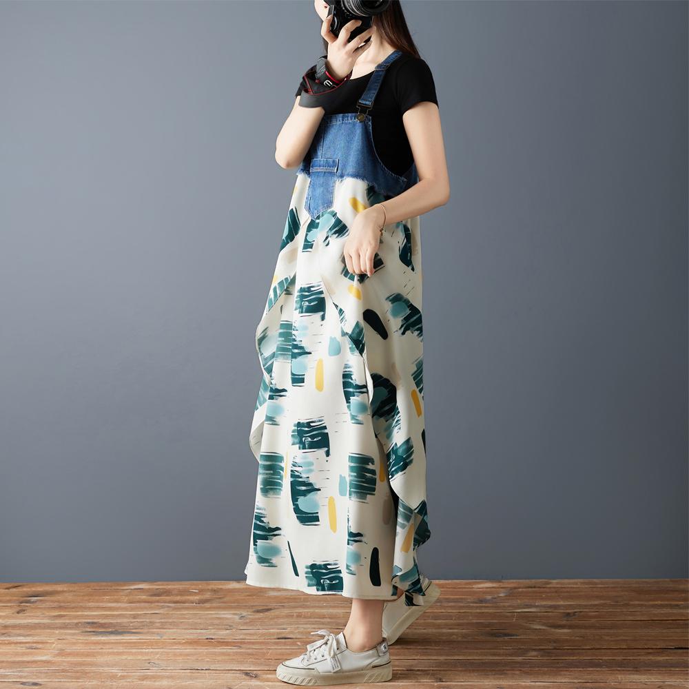 

DIMANAF 2026 Plus Size Summer Chiffon Dress Women Denim Elegant Lady Sundress Floral Long Dress Casual Sleeveless Lace Cotton 3XL