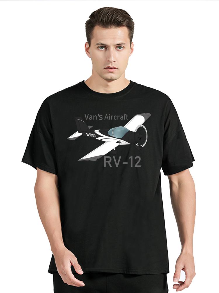 New Summer O-Neck T Shirt Aircraft RV-12 Airplane T-Shirt Cotton Print Graphic Men's Clothing Oversized Tshirt Fashion Tops