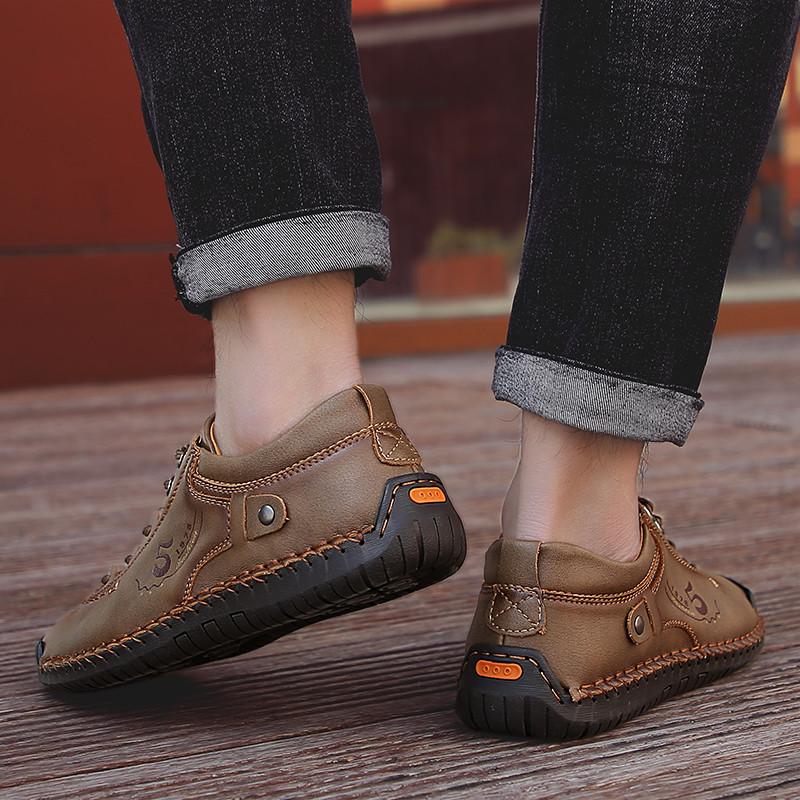 Jarní/Podzimní móda Pánské velké mokasíny Ručně vyráběné pánské kožené boty Boty do auta Pánské mokasíny