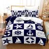 Anchor Duvet Cover Set,Nautical Pattern Classic Colors And Anchors Simplistic Design Sailor Ship Print Bedding Set Queen Size