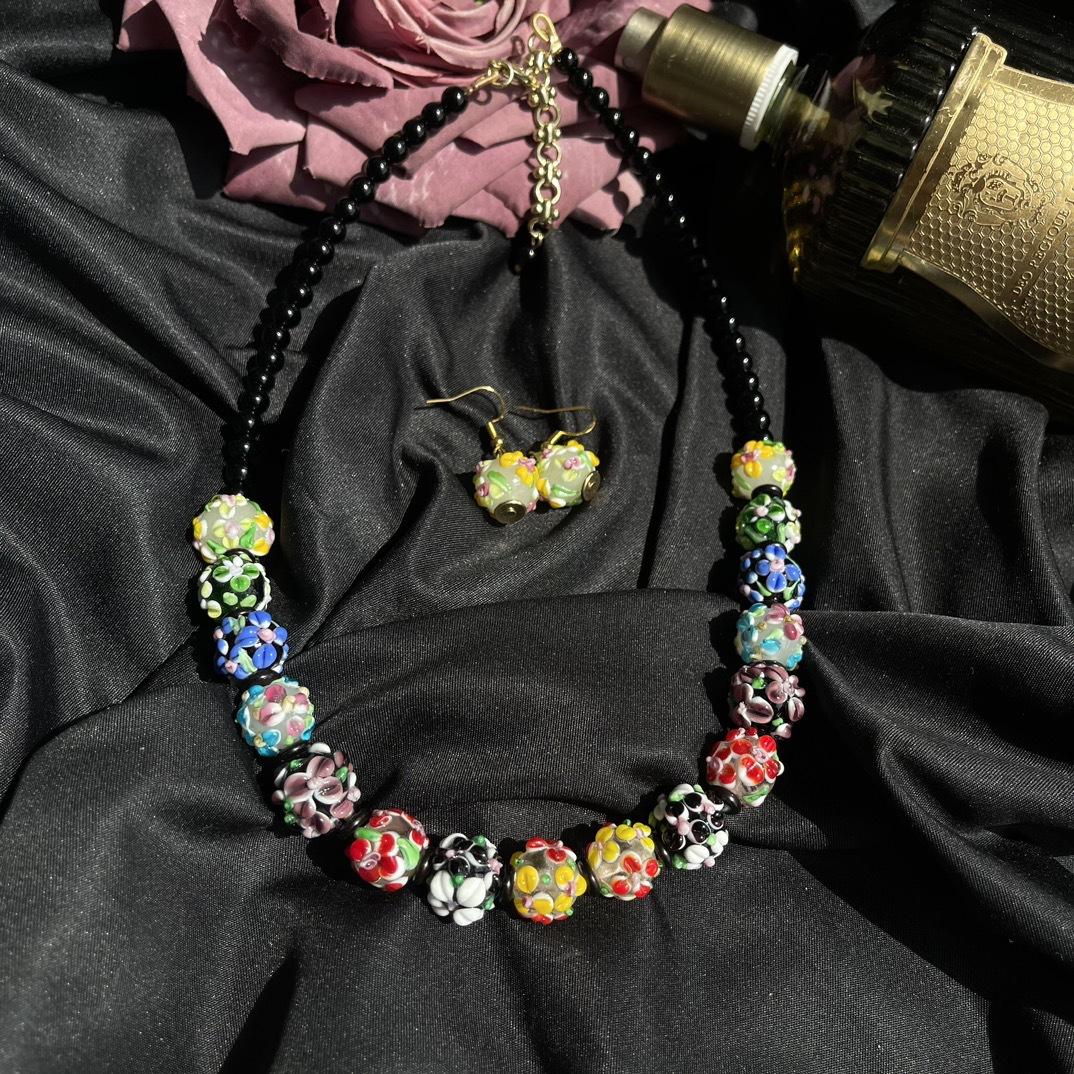 Минан Средний Винтаж Весенняя Мода Новый Маленький Свежий Муранское Универсальное Стеклянное Ожерелье Серьги-Гвоздики earrings