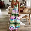 Women's Floral Cami Maxi Dress Spaghetti Strap V Neck Long Dress Casual Sleeveless A-Line Evening Dress Summer Beach Sundress