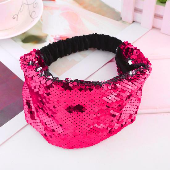 Women Headband Reversible Shiny Sequins Headband Elastic Hair Fixing Decoration Decorative Hair Accessories