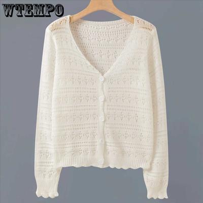 Cardigan camisola moda sólida básico chique mangas compridas kint streetwear oco sol temperamento proteção xale roupas