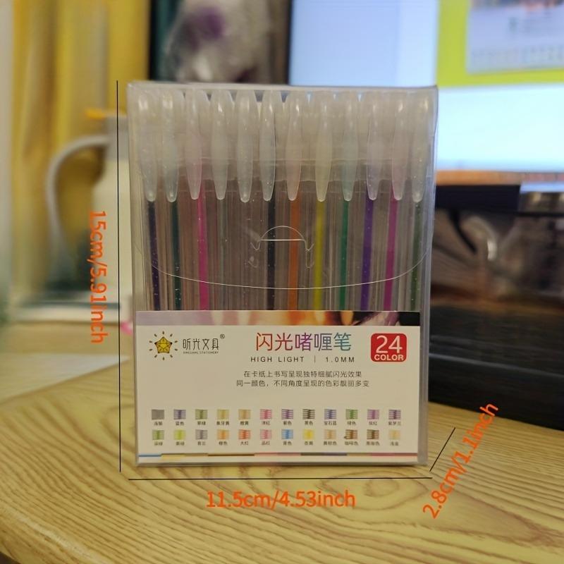 24-Color Glitter Gel Pen Set, 1.0mm Medium Tip + No Repeating Neon Colors + Smooth Ink Flow, Ideal for Adult Coloring Books