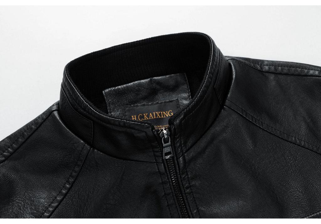 2022 Autumn/Winter Men's Stand Collar Motorcycle Leather Jacket