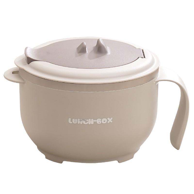 Stainless Steel Noodle Bowl With Lid Portable Leakproof Soup Students Dormitory Cafeteria Use