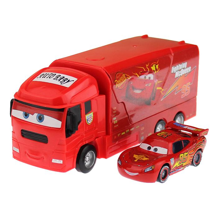 Disney Pixar Cars LKW mit Auto Lightning McQueen Legierung Metall Modell Der König Chick Hicks Diecast Metall Rennen Kinder Weihnachtsgeschenk