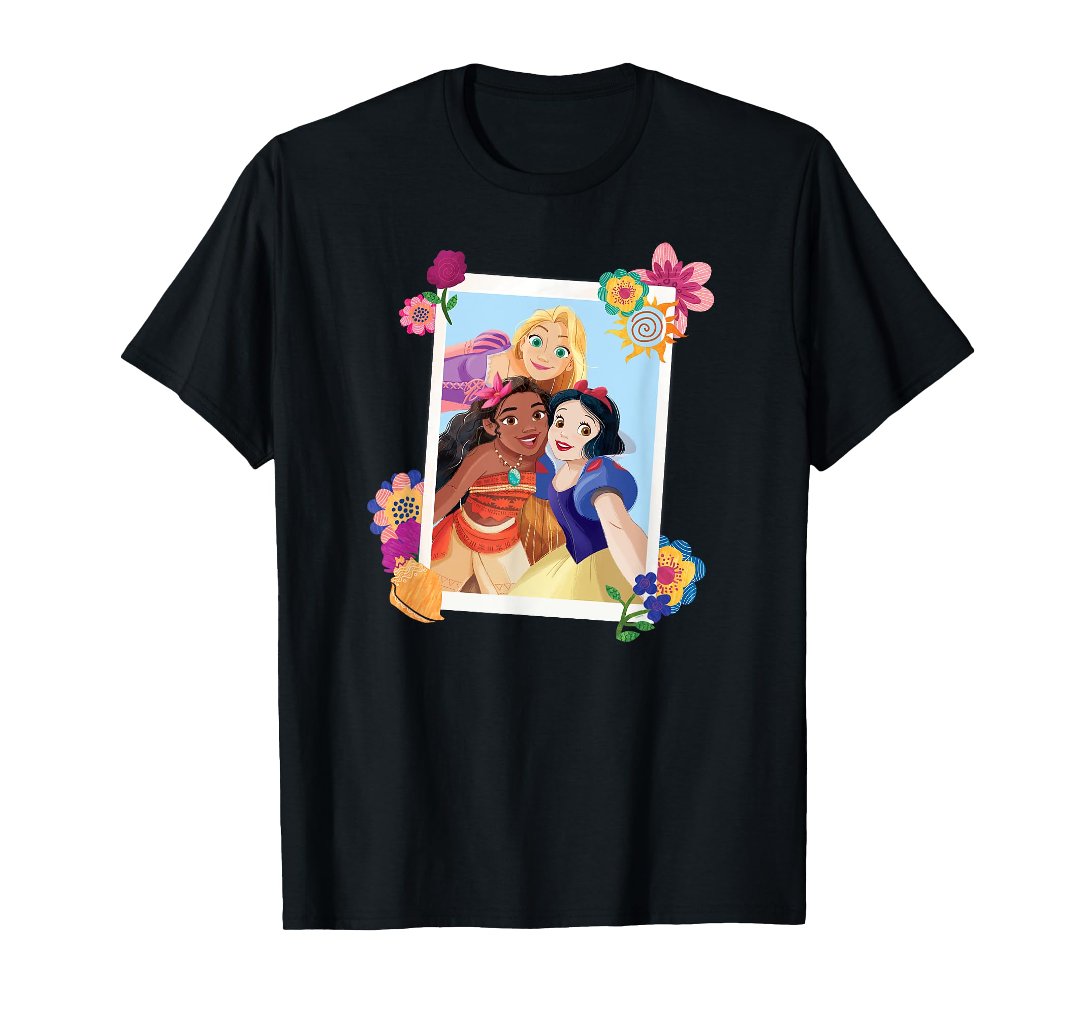 Disney Princess Rapunzel Moana Snow White Polaroid T-shirt