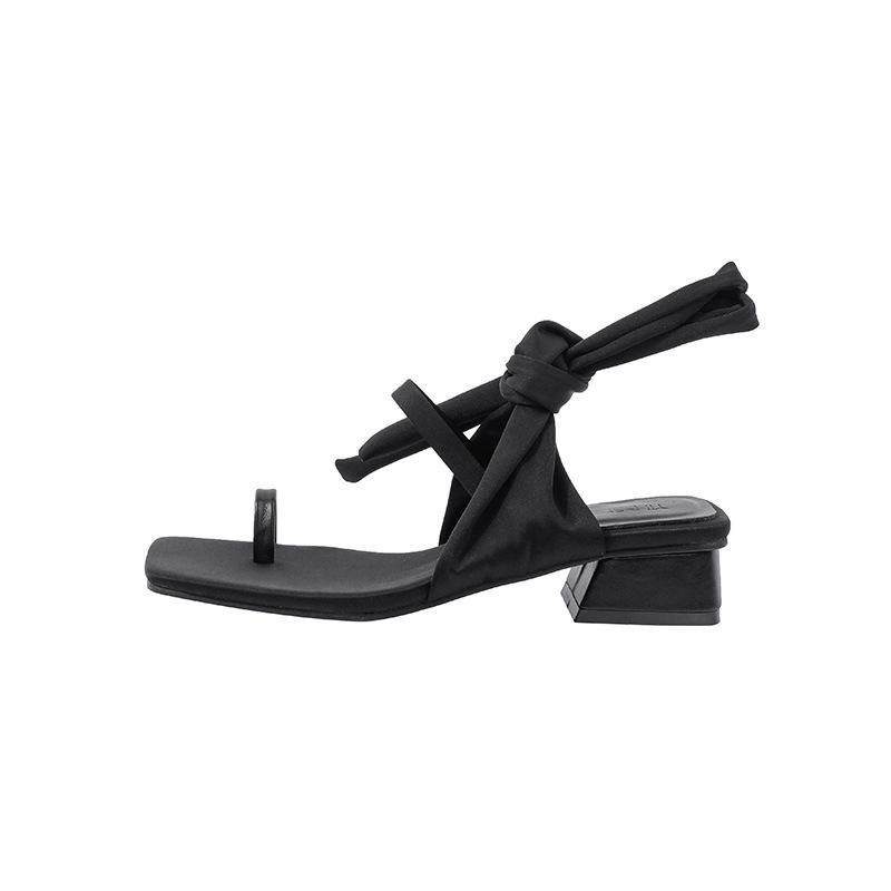 New Niche Sandals with Fairy Style with Skirt Toe Versatile Straps Square Toe Medium Thick Heel Roman Shoes