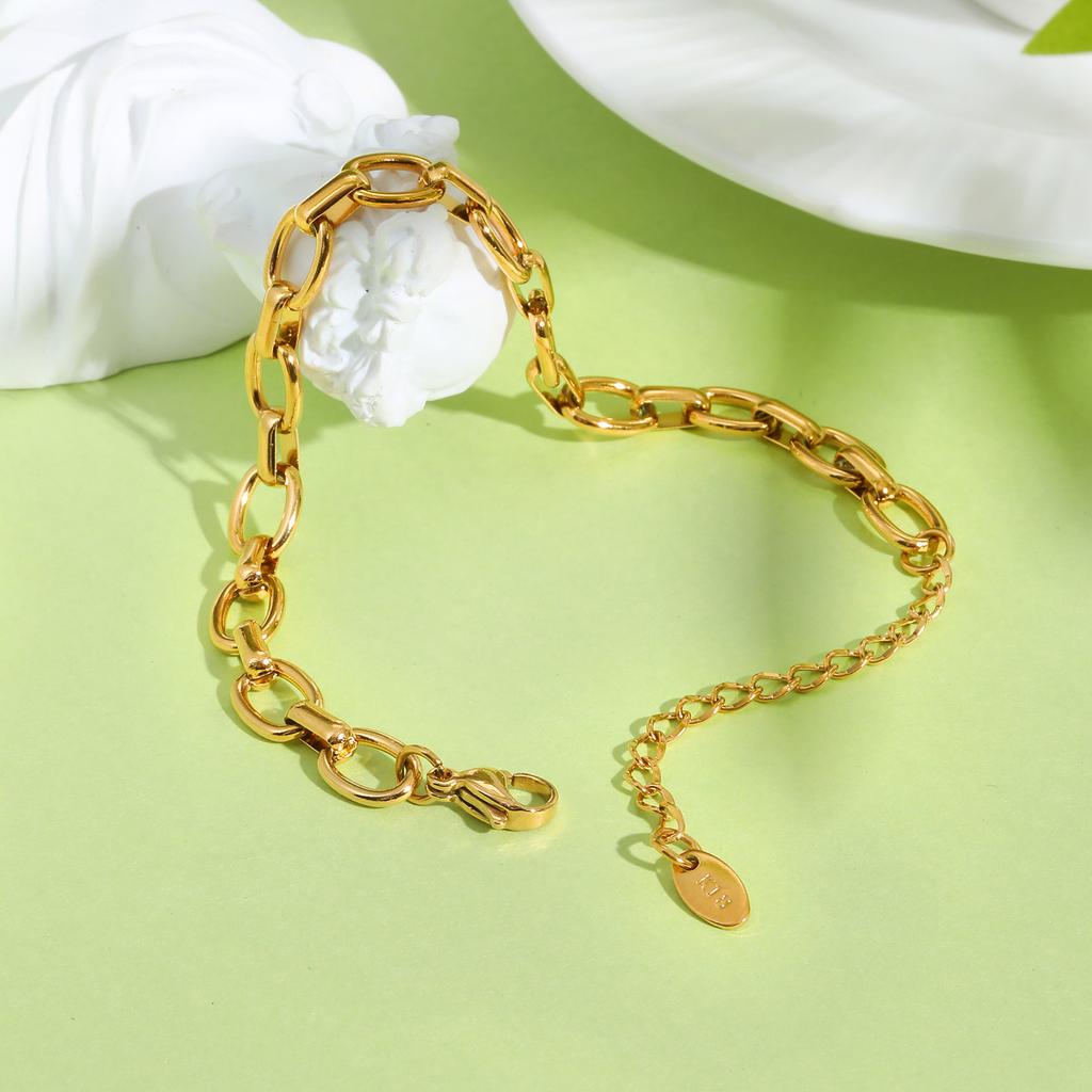 Stainless Steel Bracelet for Women for Women, Gold Plated Link Chain Bracelets,Trendy Mother's Day Gift Jewelry