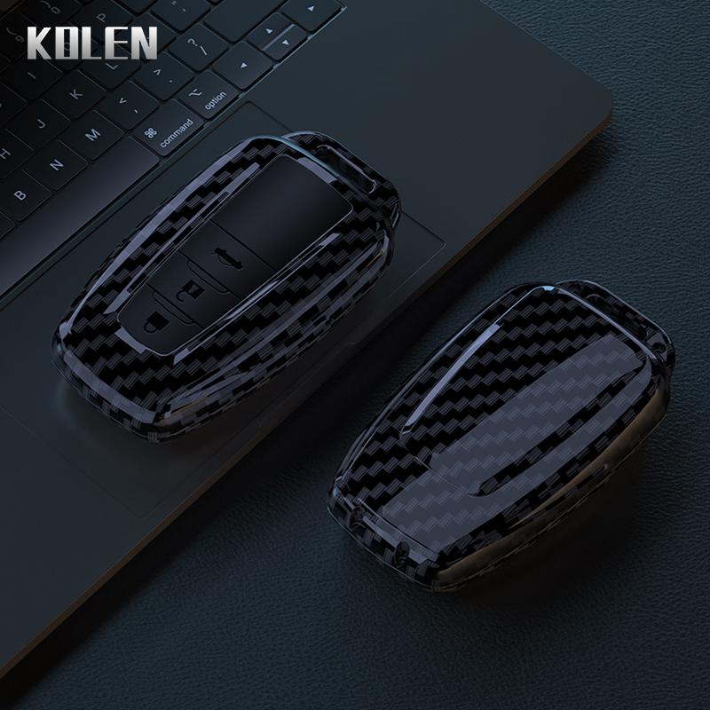 Abs Carbon Fiber Car Key Case Cover For Toyota Prius Camry Corolla Chr C-Hr Rav4 Land Cruiser Prado Protector Shell Accessories