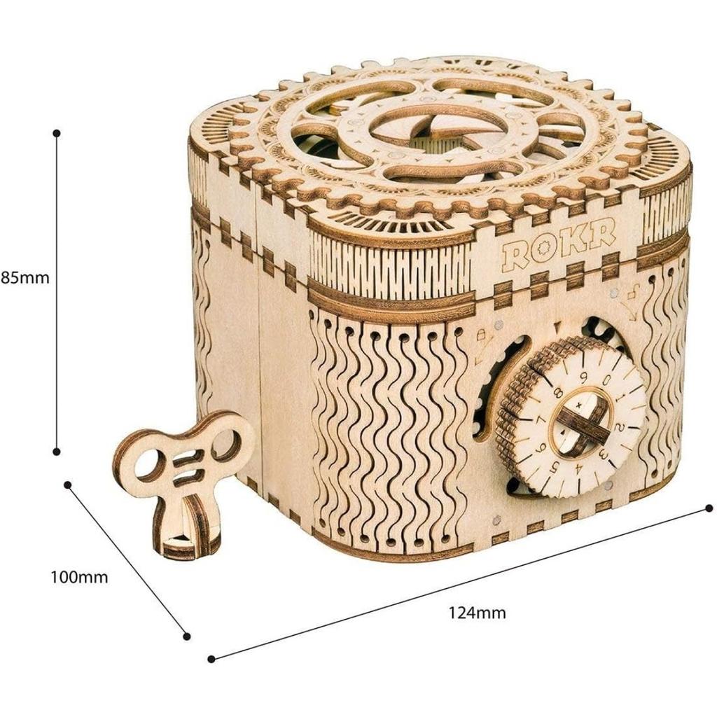 3D-Holzpuzzle Mechanische Schatzkiste Modell DIY Denksportprojekte für Erwachsene Kinder ab 14 Jahren