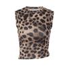 European and American women's clothing leopard print round neck sleeveless fashion trend slim-fit small vest top