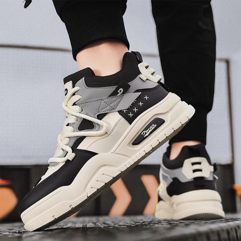 Fashion Spring Autumn New Men's Shoes Youth Fashion Casual Skateboarding Shoes High Top Comfortable Wear Resistant Sports Shoes Sneakers