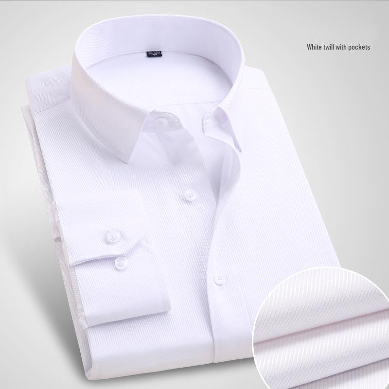 Men's Plus Size Slim Fit Long Sleeve White Shirt - Business Casual Autumn Wear