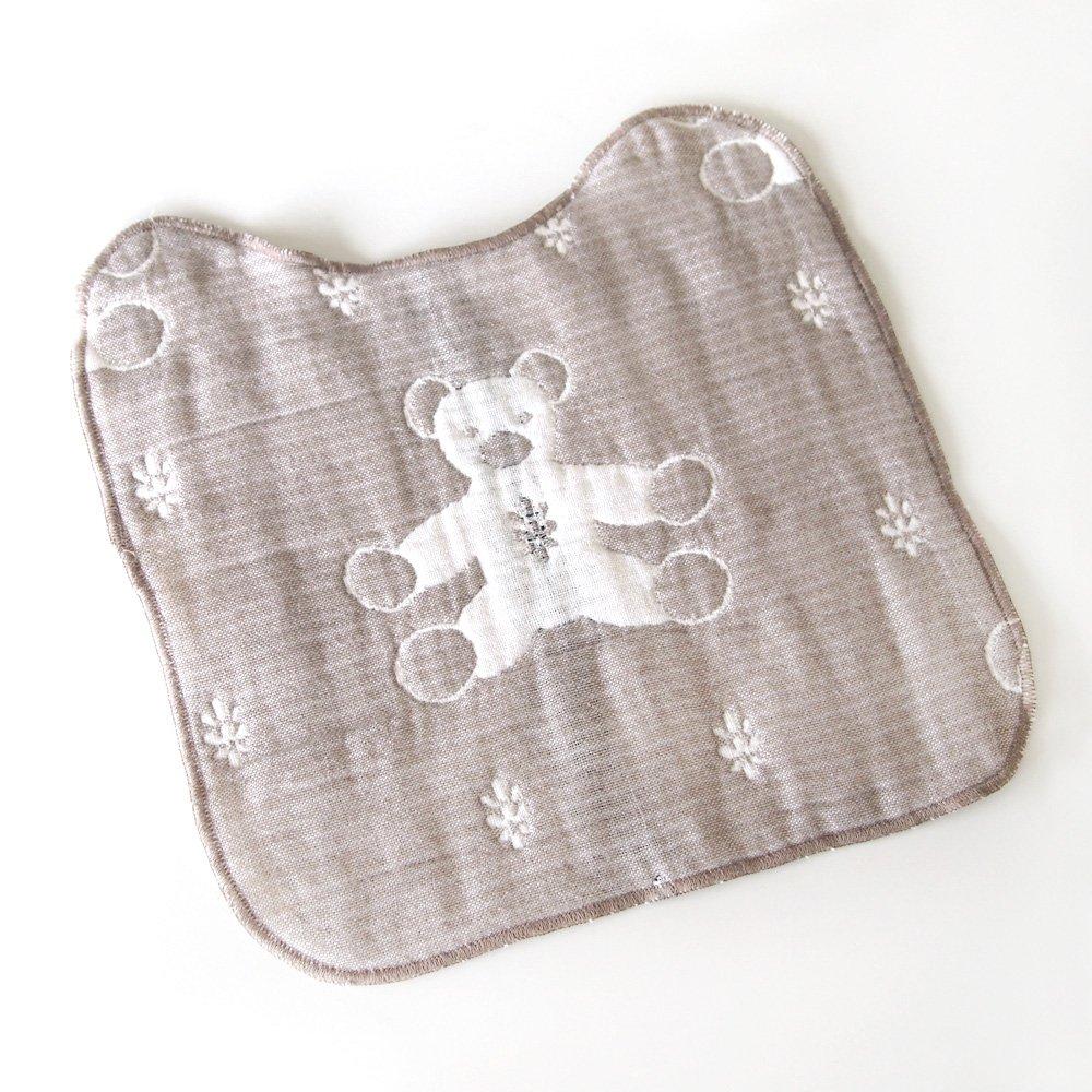 10mois SOULEIADO Fluffy Gauze Clip Handkerchief Bib Set Mon Nunus Brown - (6-ply Gauze) & 3-piece