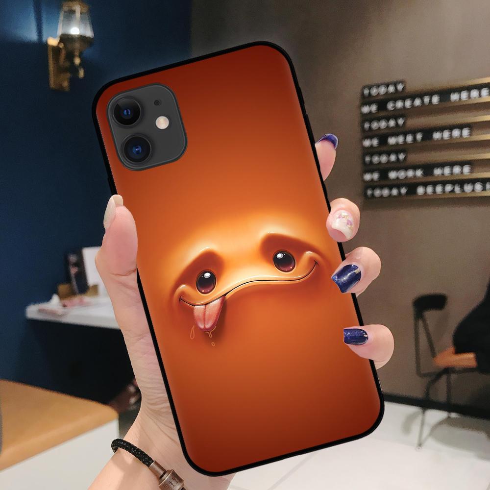 FLYRUI 3D Funny Face Black TPU Soft Phone Case Cover For iPhone SE2 11 Pro XS MAX XS XR 8 7 6 Plus Case 12 Mini 12ProMax