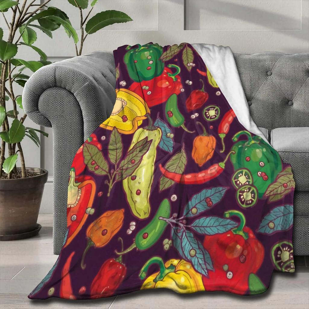Fresh Lemons Throw Blanket Fruits Vegetables Theme Flannel Blanket Super Soft Lightweight Blanket for Bed Sofa Couch Living Room