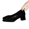 High Heels Women's 2025 Autumn New Suede Versatile Black Professional Work Shoes Pointed Thick Heel Not Tired Feet Single Shoes