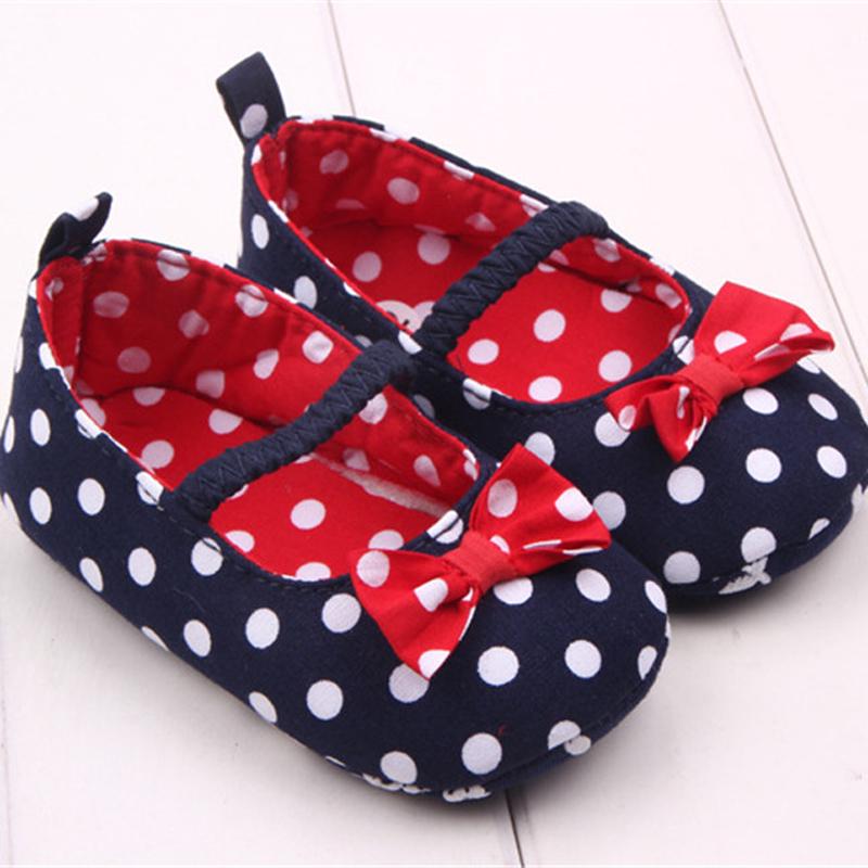 

Обувь с бантом для маленьких девочек, обувь принцессы в горошек для новорожденных, мягкая кроватка для малышей, подошва для маленьких детей 11 темно-синий