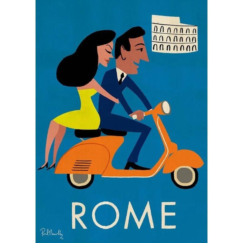 Thailand On a Scooter Tourism Metal Poster, Vintage Travel Wall Art Decor
