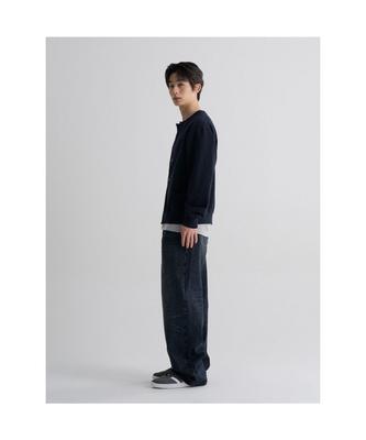 Solid Round Cardigan Navy