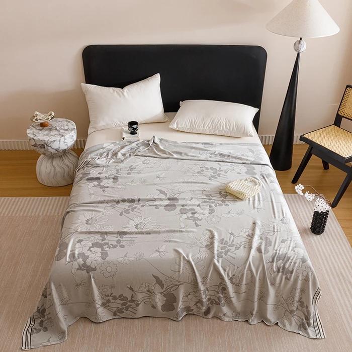 2025 New Smooth Bamboo Fiber Jacquard Multifunctional Double-layer Gauze Cold Blanket Towel Quilt