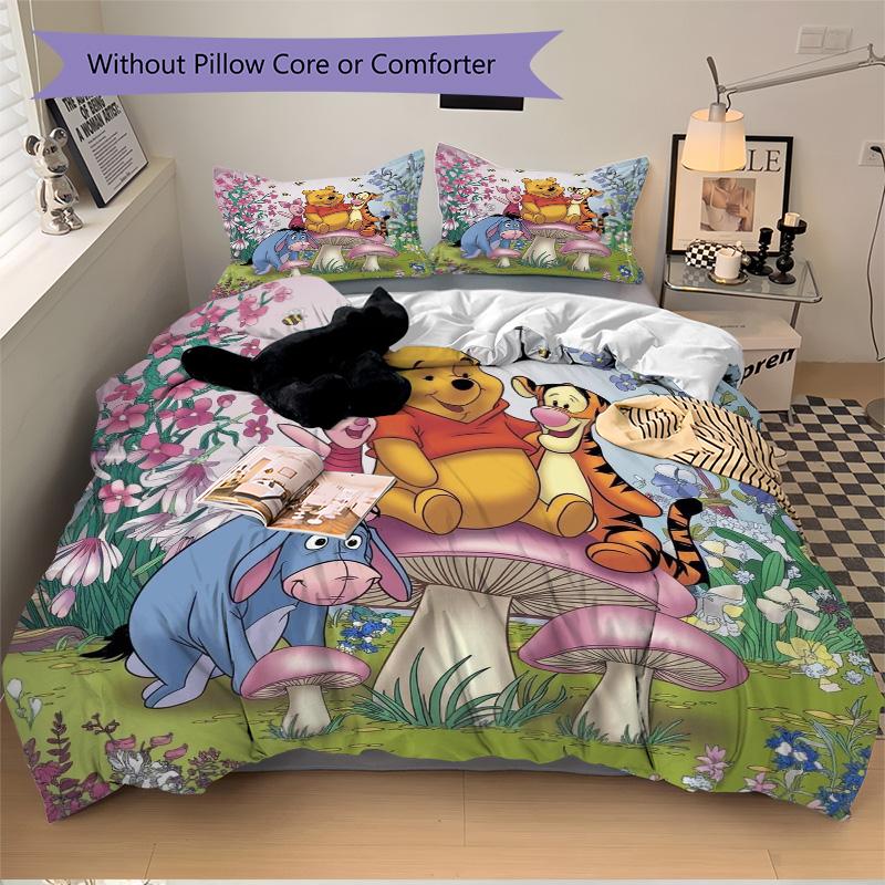 Winnie Pooh Friends Print 3Pcs Bedding Setduvet Cover With 2 Bedropillowcase Home Birthday Gift