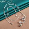 URMYLADY 925 Sterling Silber Doppel Schlange Kette Matte Glatte Perlen Halskette Für Frauen Hochzeit Party Mode Schmuck