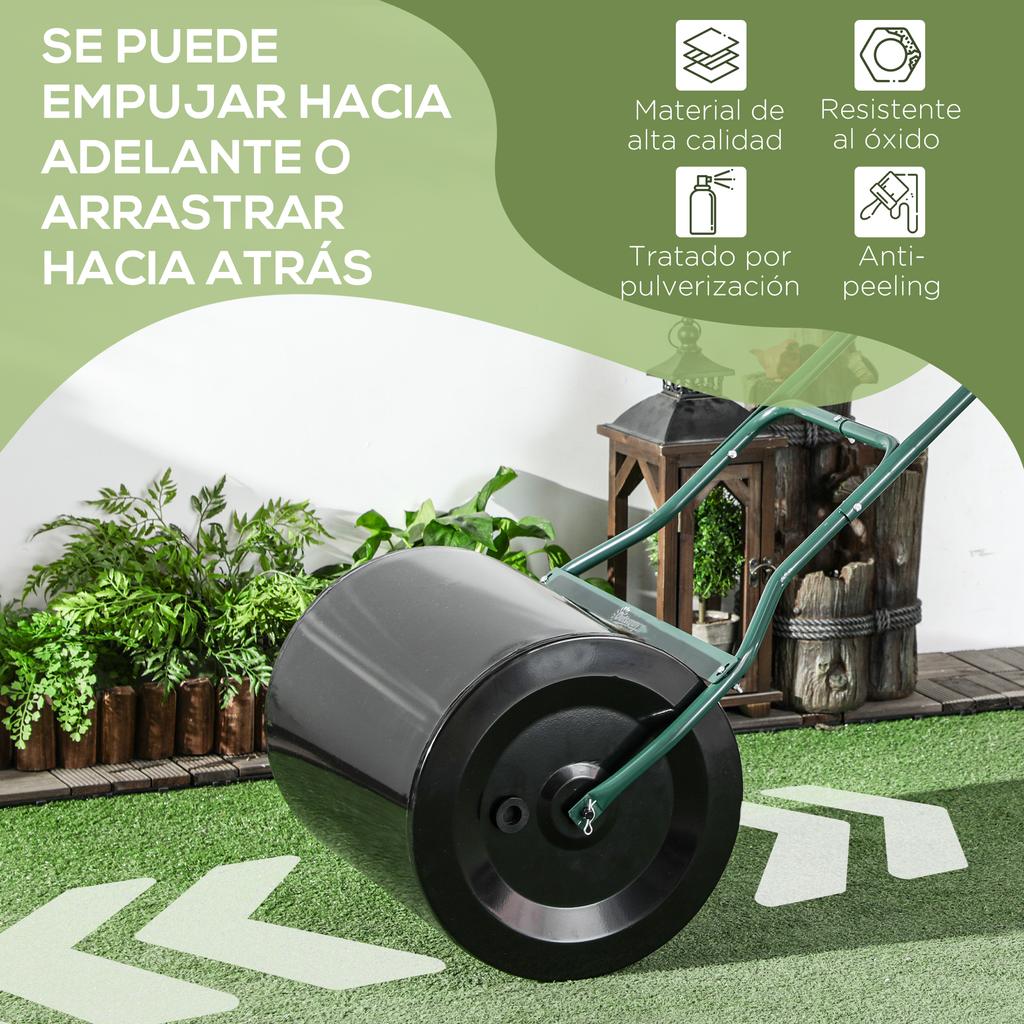 Lawn Roller, 60 L Capacity, Fillable Sand or Water, 50 cm Diameter