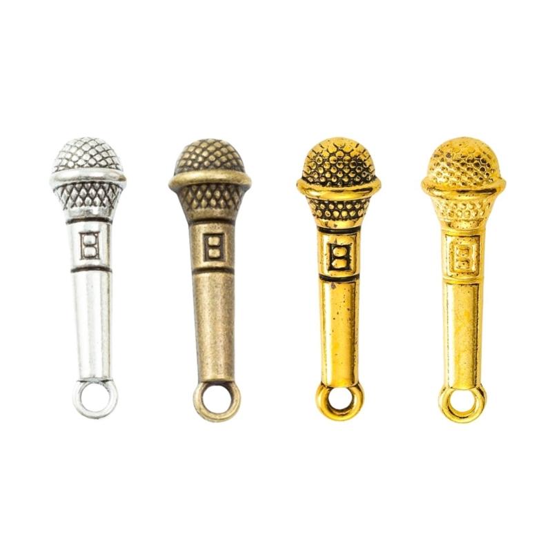 100PCS Microphone Charm Small Pendant Jewelry Making Accessories Alloy Texture Suitable for Jewelry Making and Crafting