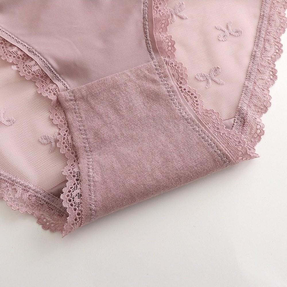 Low Waist Underwear for Women Bow Mesh Flower Briefs Comfortable Lace Panties  Girl