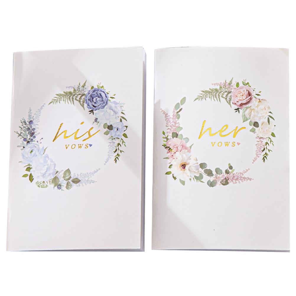 2 Pcs Wedding Vows Book Notebooks His Her Magazine Paper Booklet Lovers and Booklets