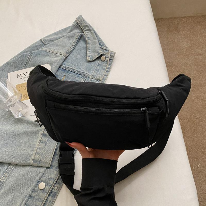 

Универсальная однотонная нишевая сумка через плечо 2025 новая модная велосипедная нагрудная сумка простая сумка-мессенджер поясная сумка чёрный