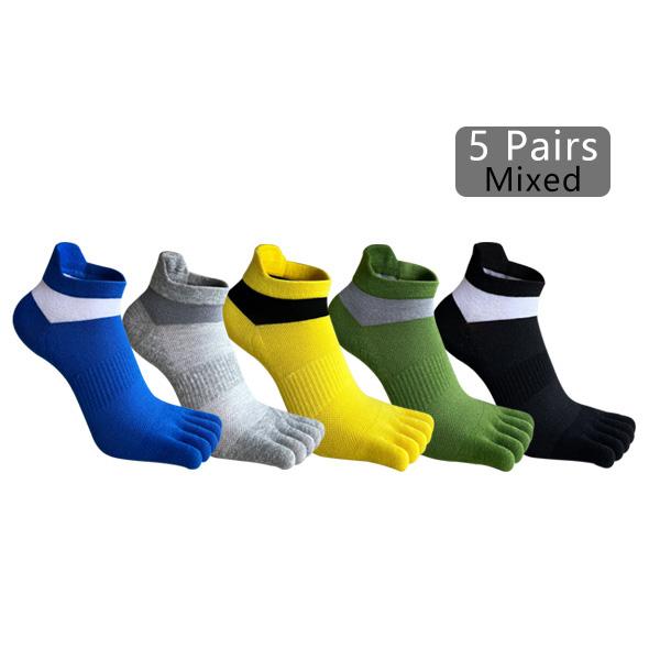 1/5 Pairs Man Boat Socks Toe Cotton Striped Compression Breathable Sweat-Absorbing Elastic Endurable Boy 5 Finger Ankle Socks