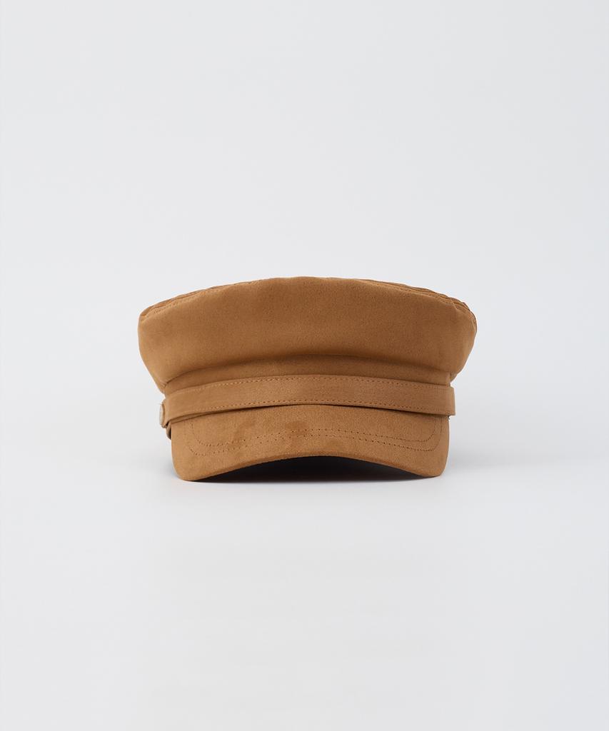 SALON DE YOHN Suede Button Hat_ Camel