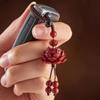 Cinnabar Lotus Pixiu Nyckelring Röd Nyckelring Lila GuldSand Gåva Smyckestillbehör Litet Hänge